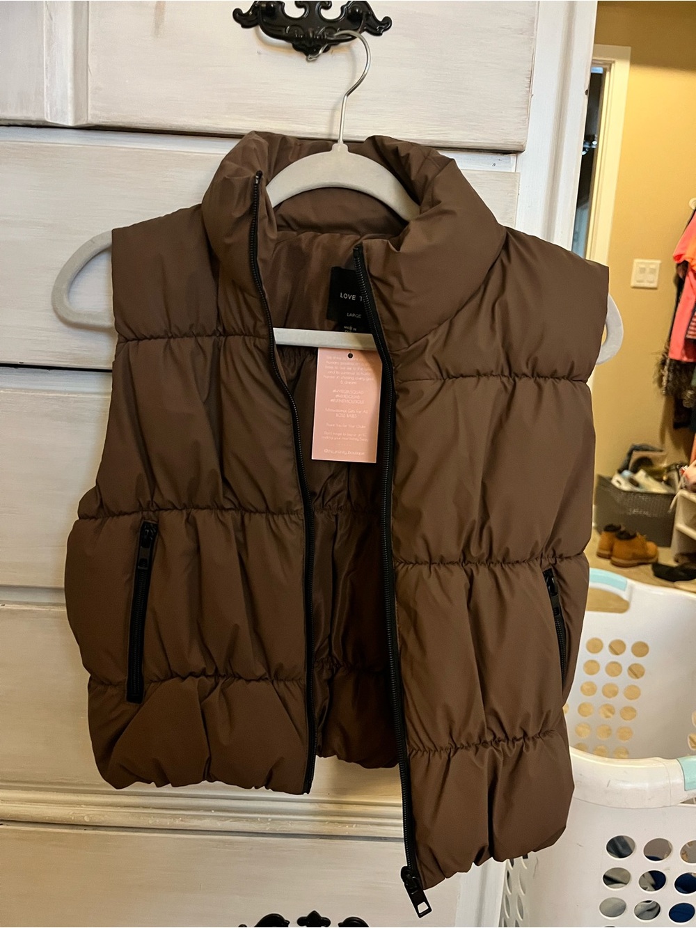 Brown Quilted Puffer Vest